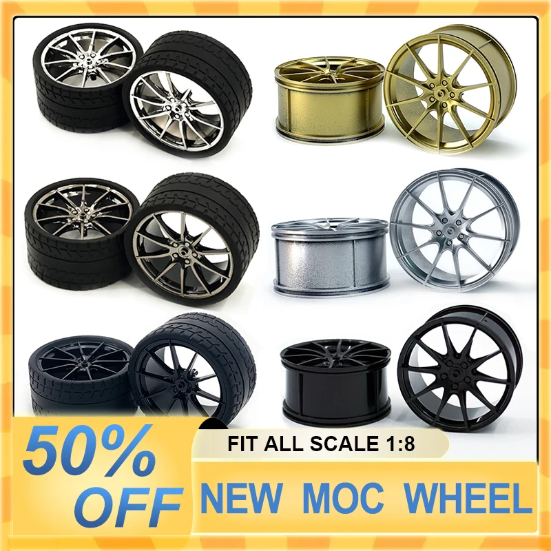 1: 8 kolesových náboje stavebných blokov Čierne zlaté strieborné pokovovacie náboje kompatibilné 1: 8 MOC Huayra Car 42083 42115 42056 Darček