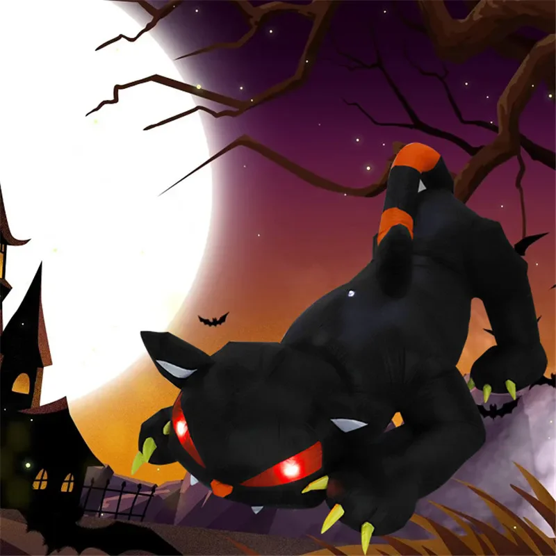 1,8 m Halloween čierna mačka potriasa hlavou vianočná záhrada Party Ornament vstavané LED svetlá na nafukovací plyn