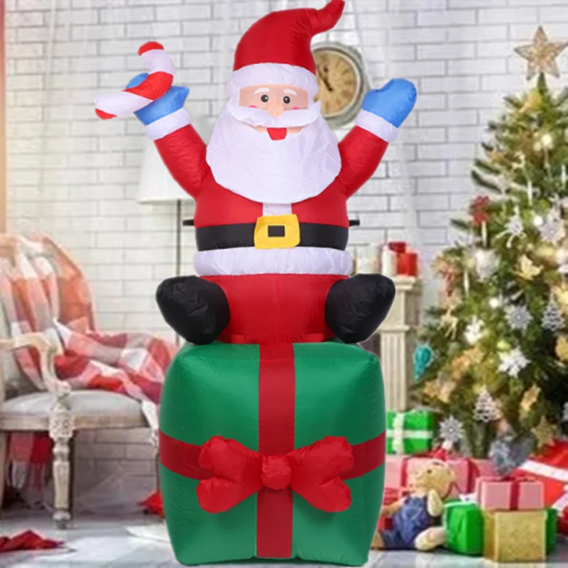 1,8 m vianočné nafukovacie nafukovacie Santa Claus sedenie darčekové boxy LED svetlo nafukovacie vnútorné vianočné vianočné vianočné večierky v interiéri
