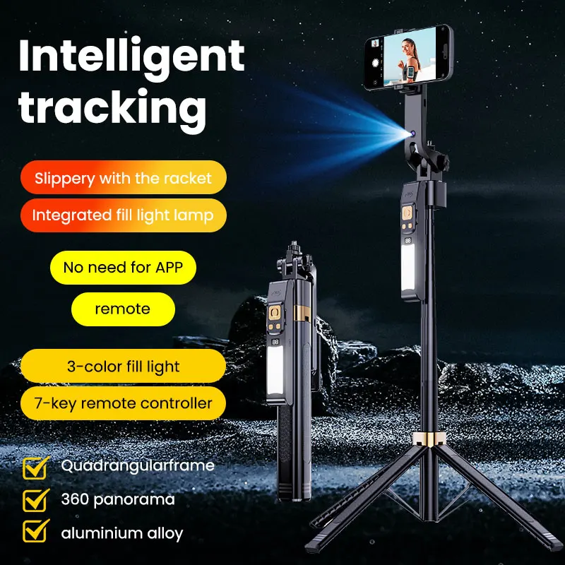 1,8 milióna inteligentných sledovania AI Face Slepe Selfie Stick vybavená LED vstavanou výplňou Multifunkčným podlahovým statívom