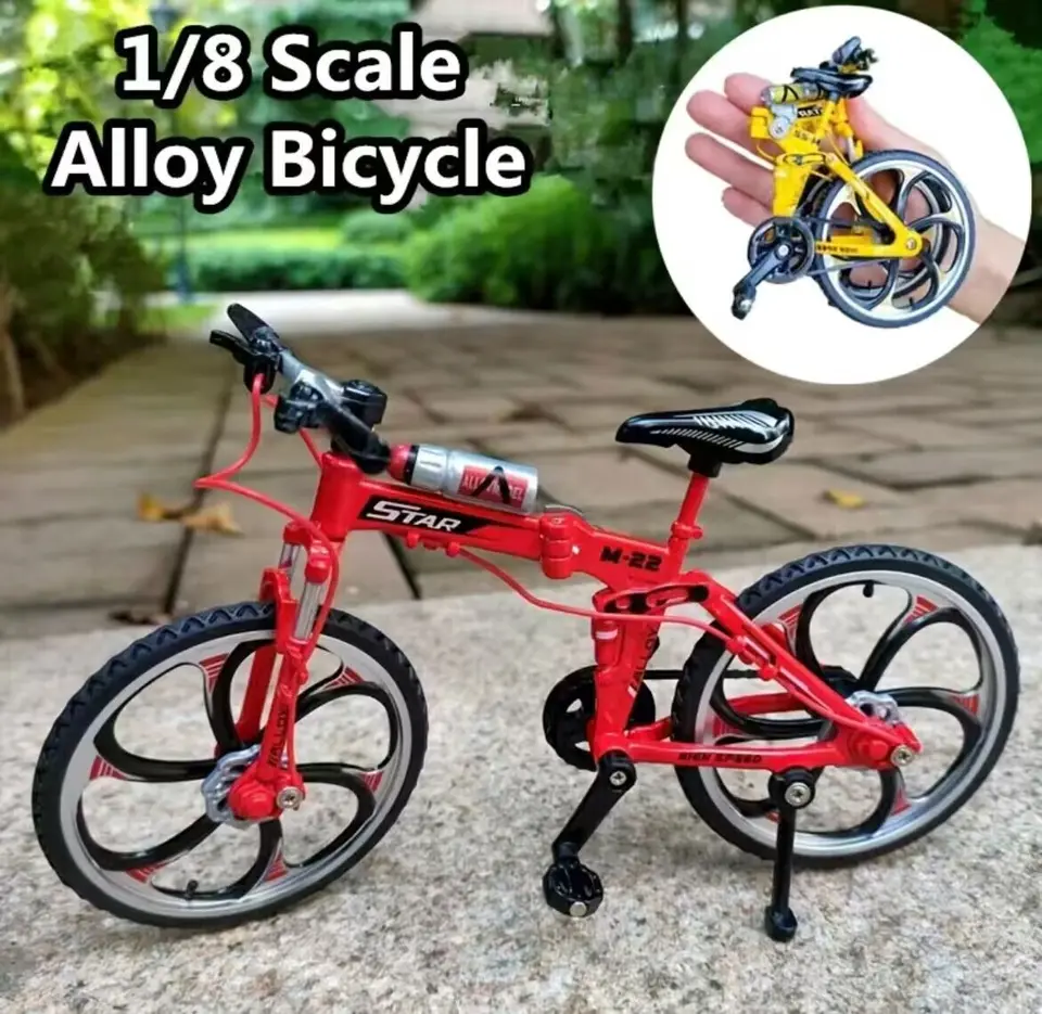 1: 8 Mini Model Zliatina Boby Boby Cyklovanie Diecast Skladacie prenosné prenosné horské bicykle Simulačné kovové bicykle Zbierka darčeky Hračky Boys