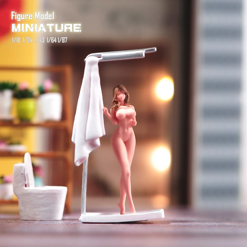 1/87 1/64 1/43 1/24 1/18 Anime Postavy Bath Girl Scéna Obrázok Model Miniatúrne bábiky Hračka pre zbierku