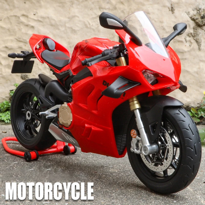 1: 9 Ducatis V4S Panigale Die Cast Motocykel Model Model Hray Collection Collection Collection Fens Lighting Off Road Autocycle Hračky automobil