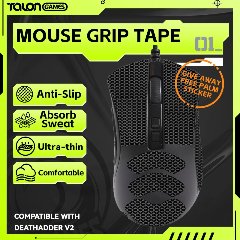 1 balenia taongamesovej uchopovacej pásky pre Razer Deathadder V2 Pro Mouse, Absorpcia potu z palmového potu, rezanie tak, aby sa prispôsobili, ľahko sa nanáša