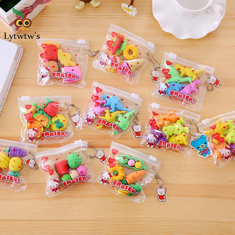 1 balenie Lytwtw's Lovely Cute Kawaii Material Gumer Termine School Supplies Creative Novinka darčekový ovocný koláč ceruzka gumy