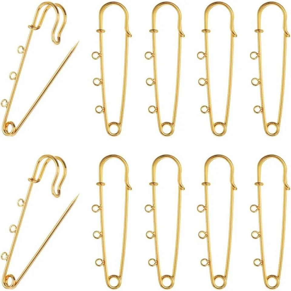 1 box 10ks 18k 18k zlatá brošňa bezpečnostné kolíky Brošové nálezy Kilt Pins s slučkami s ťažkým bezpečnostným kolíkom pre šperky na výrobu šperkov