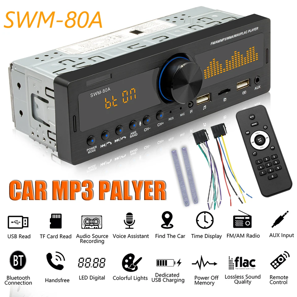 1 DIN Car Radio SWM-80A Audio Copy Locator Automatické stereo vonkajšie bluetooth kompatibilné TF USB AUX-in Osobné výzdoby automobilov