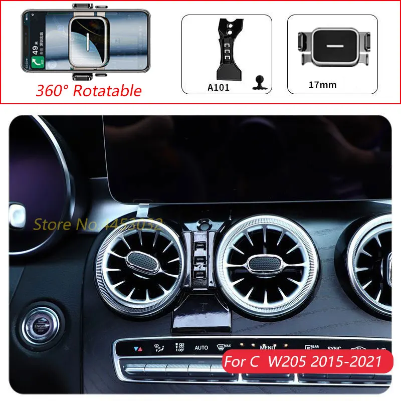 1 Držiak telefónu s automobilom pre Mercedes Benz C W205 2015-2021 Vzduchový výstup otočný stojan One-rukou Operačný držiak príslušenstvo