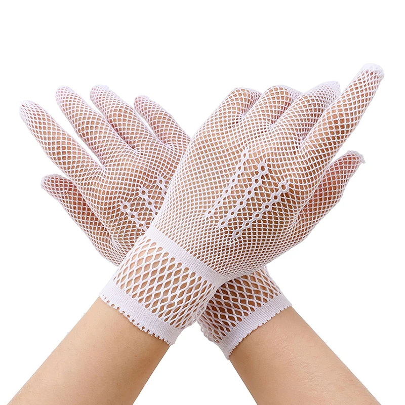 1 dvojica predaja rybárskych sietí módne módne ženy Lady Girl Glove Ochrana Lace Lace Elegantné rukavice v štýle Čierne a biele
