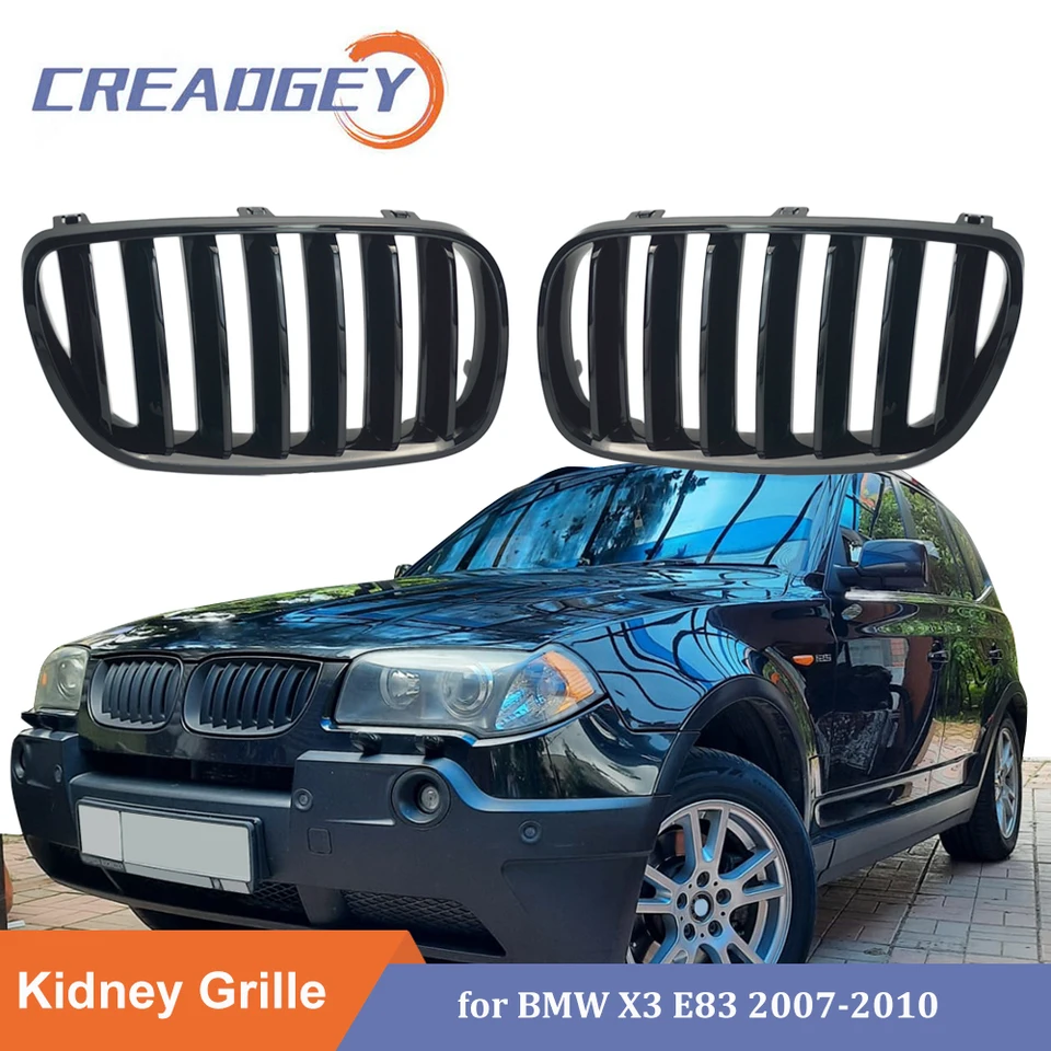 1 dvojica predného nárazníka obličky mriežky mriežky pretekárske mriežky pre BMW X3 E83 2007 2008 2009 2010 ABS Glossy Black 1 Slat Grilles
