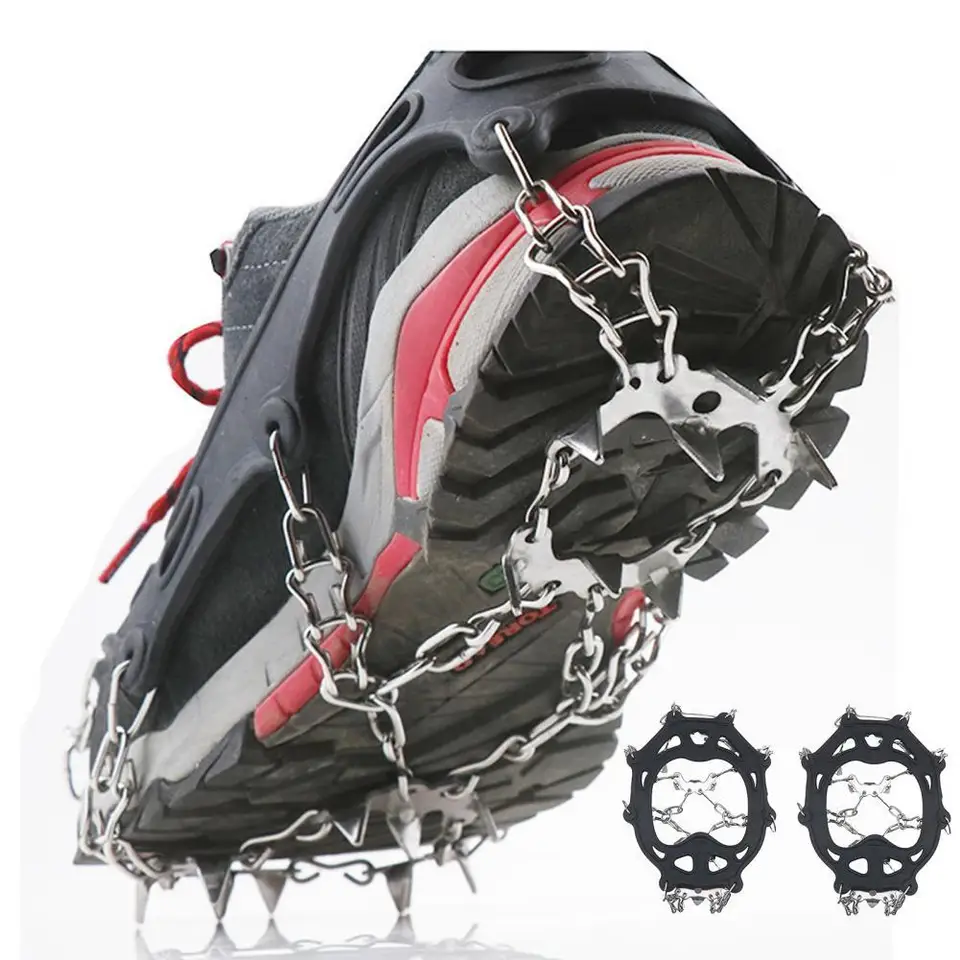 1 dvojica proti sýtene 19 hrotových turistických zubov Cramponov obuv Outdoor Ice Snow Shoe Opripked Grip Crampons Crampons Anti Slip Shoe Cover