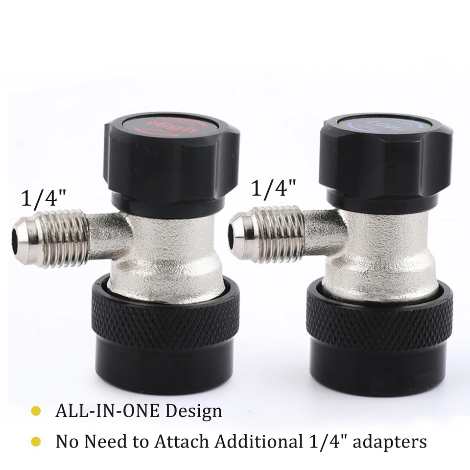 1 Dvojica R134A Nový A/C AC Compressor R-134A Manuál Rýchla adaptér Adapter Klimatizácia 1/4 SAE Konektory Príslušenstvo