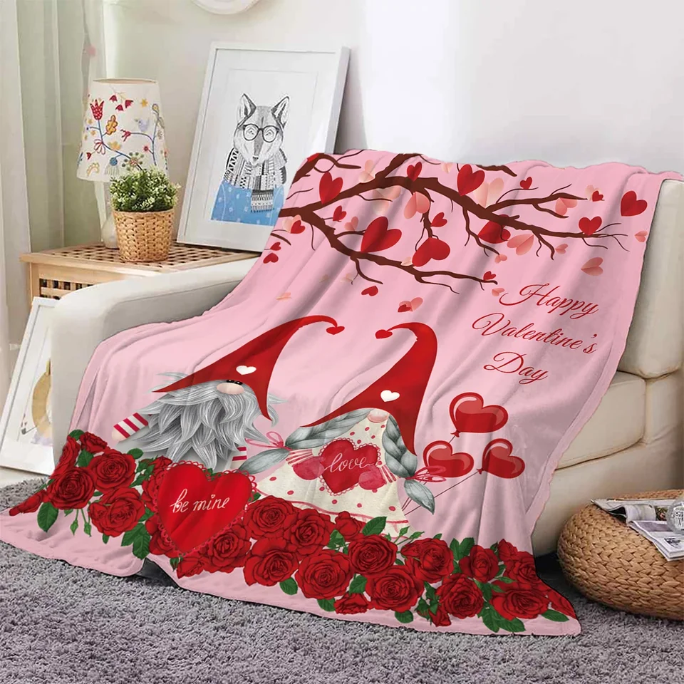1 Flanel Red Rose Pary v tvare ružového páru Tlačená prikrývka Halloween Téma Soft Sofa Klimatizačná miestnosť Kryt prikrývky