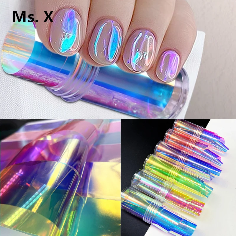 1 fľaša Super Aurora Nails Glass Foil Film DIY STRECERS Celfane Paper Korean Trend Design Design ľadová kocka manikúra Dekorácia