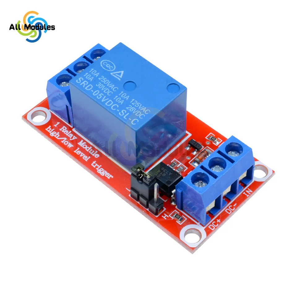 1 kanálový reléový modul s modulom napájacieho napájacieho napájania s vysokým a nízkou úrovňou napájania pre Arduino 5V 9V 12V 24V