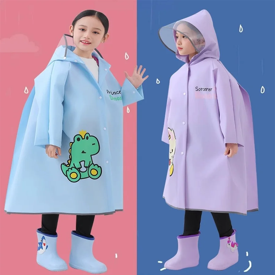1 Karikatúra Dinosaurus Raincoat pre chlapcov a dievčatá Eva pracka v plnej dĺžke vonkajšia bunda s klobúkom s klobúkom