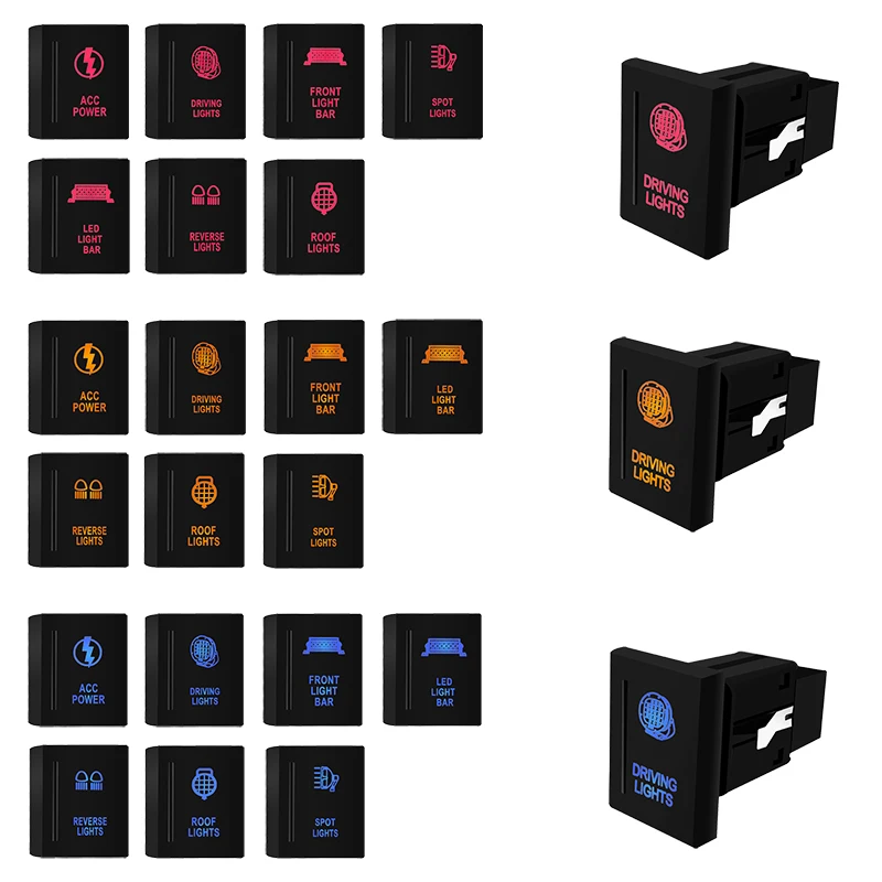 1 ks 3AMP 12 V modré/oranžové/červené LED svetlo ľavá strana tlačidla pre tlačidlo VW Volkswagen Amarok, s káblovou konektorom, automatické diely
