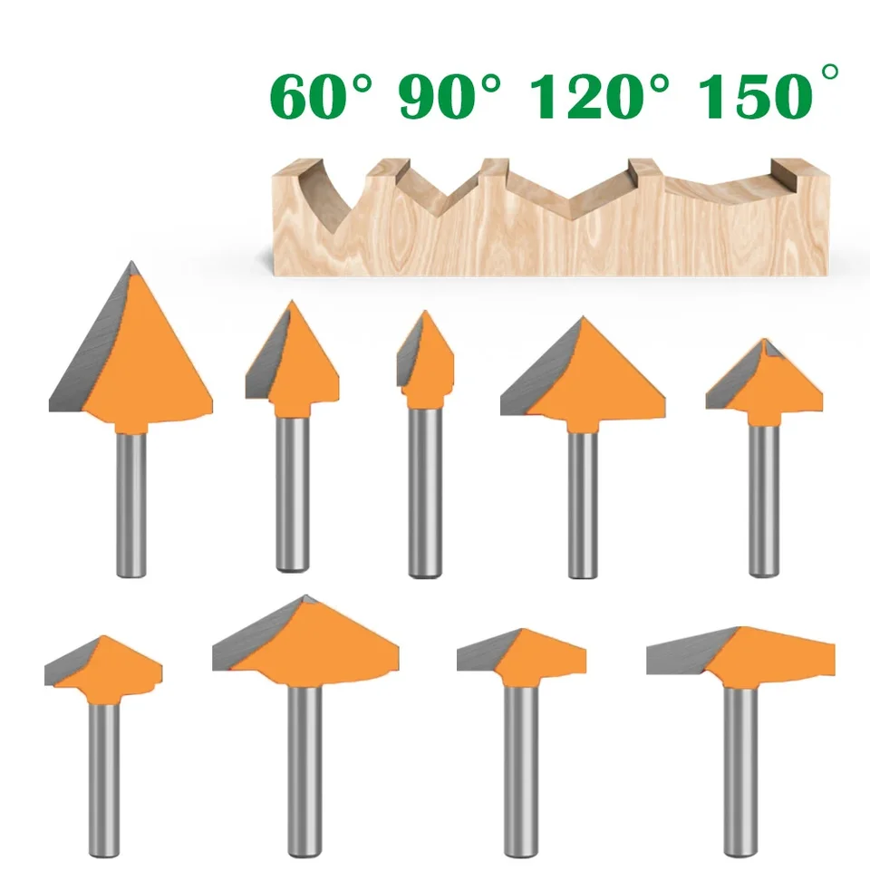 1 ks 6mm v Groove Router Bits CNC gravírovanie frézovacej frézy 60-150 stupňov Woodworking Nôž Nôž na rezanie karbidu volfrámu