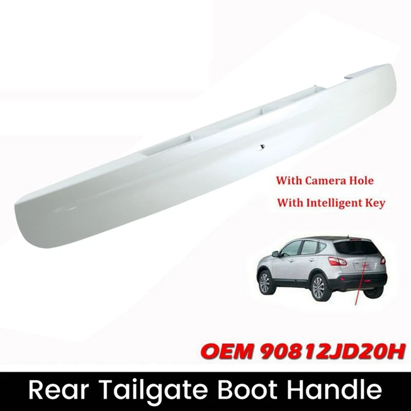 1 ks auto zadné zadné batožinové rukoväť s I-Key a Camera Hole Dvere Cover Slonovina White ABS pre Nissan Qashqai J10 2007-2014