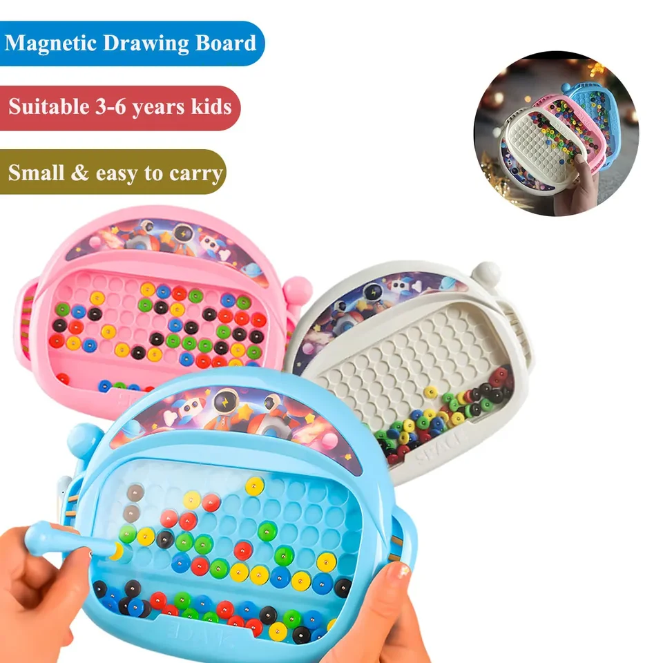 1 ks Detský magnetický doodle doska s perom a korálkami kreslenie hračky pre 3-8 rokov pre deti vzdelávacie chlapče Girl Montessori Gift