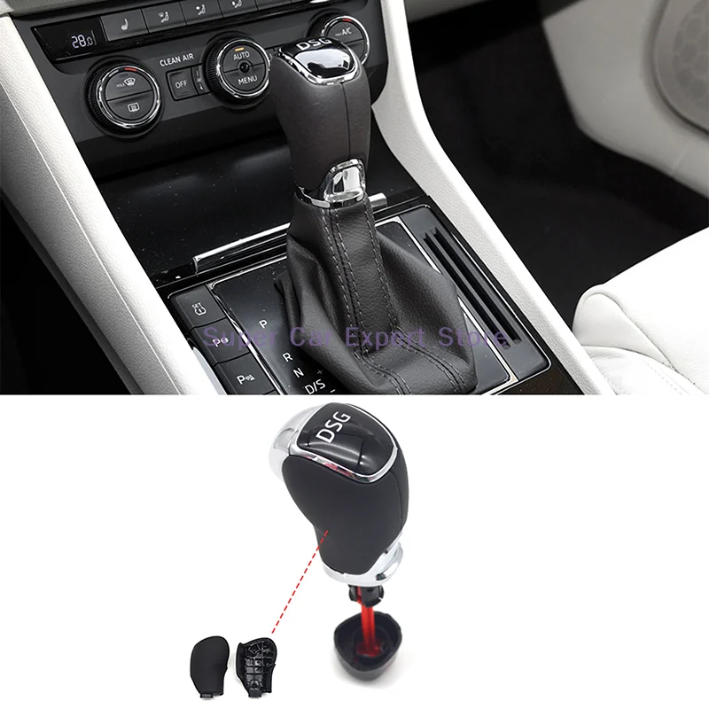 1 ks DSG Gear Shift Shift Gomb Kožený bočný kryt Vnútorné diely Príslušenstvo Octavia Superb Fabia