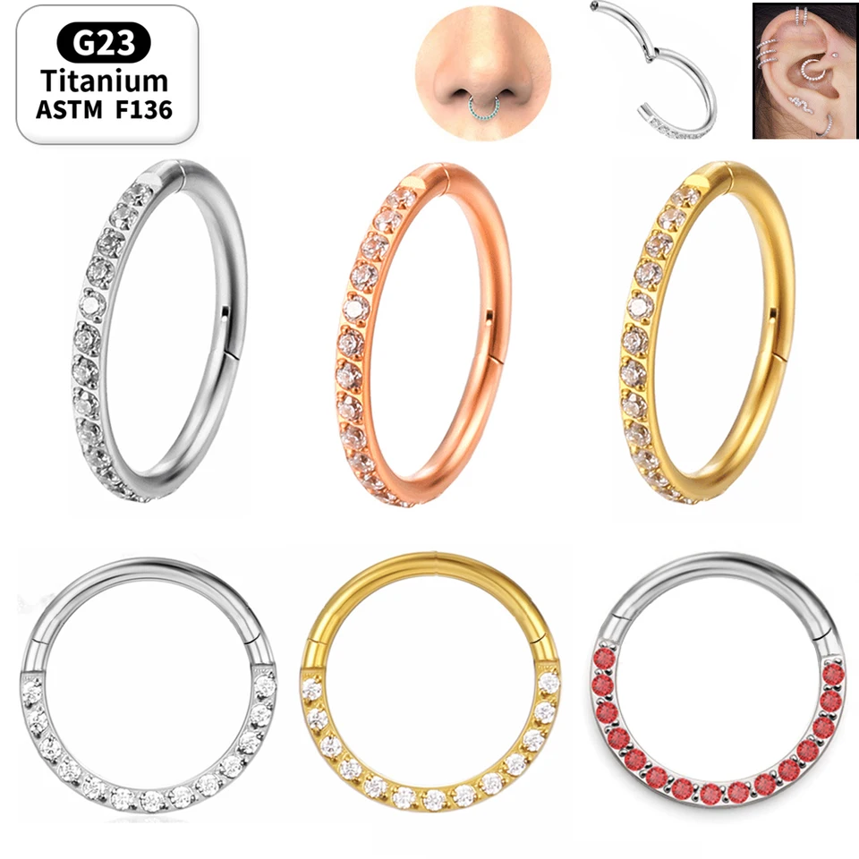 1 ks G23 titánový piercing septum náušnice nosný krúžok Malé nosné septu 16 gramov predné lnlaid dúhové cz záves závesu