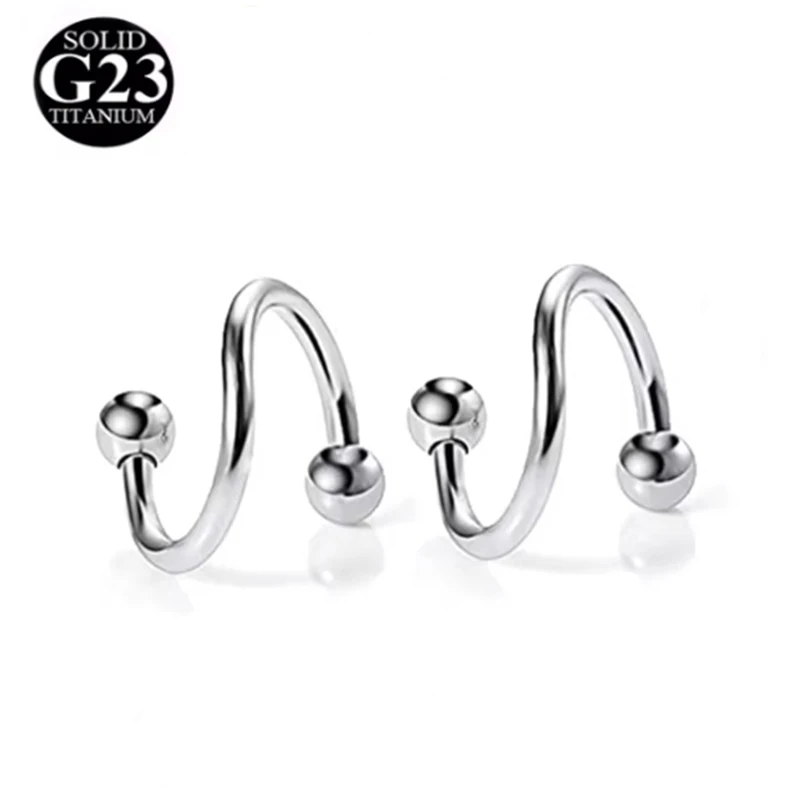 1 ks G23 Titánske pery prstene S Spirálne náušnice Piercing Twist Chrupp Špirála Tragus náušnice na pery prstene Piercing šperky