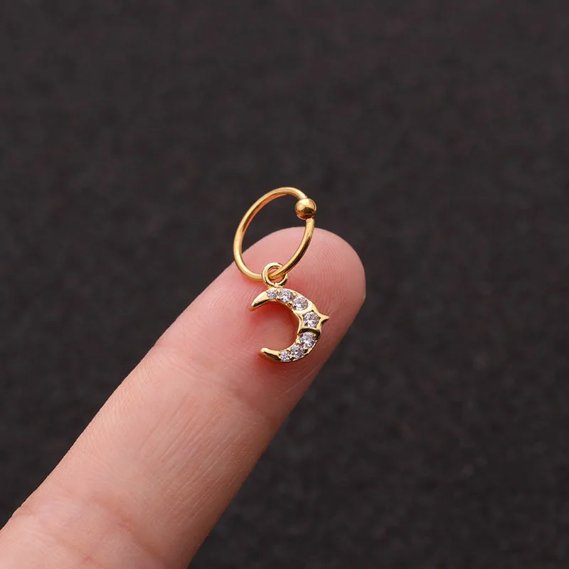 1 ks jednoduché malé mikro dlažby cz mesačný tvar kúzlo uši obruč manžety Cuff Women Classic 8 mm uzavretý kruh piercing ušné šperky