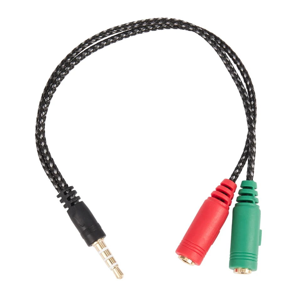 1 ks káblový adaptér 2 v 1 Splitter 4 pól 3,5 mm audio headset na 2 ženské konektorové slúchadlá Mic Audio kábel 3 pól pre PC