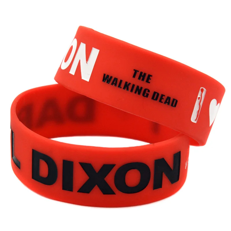 1 ks milujem Daryl Dixon the Walking Dead Silikónový náramok 1 palcový náramok čierny a červený