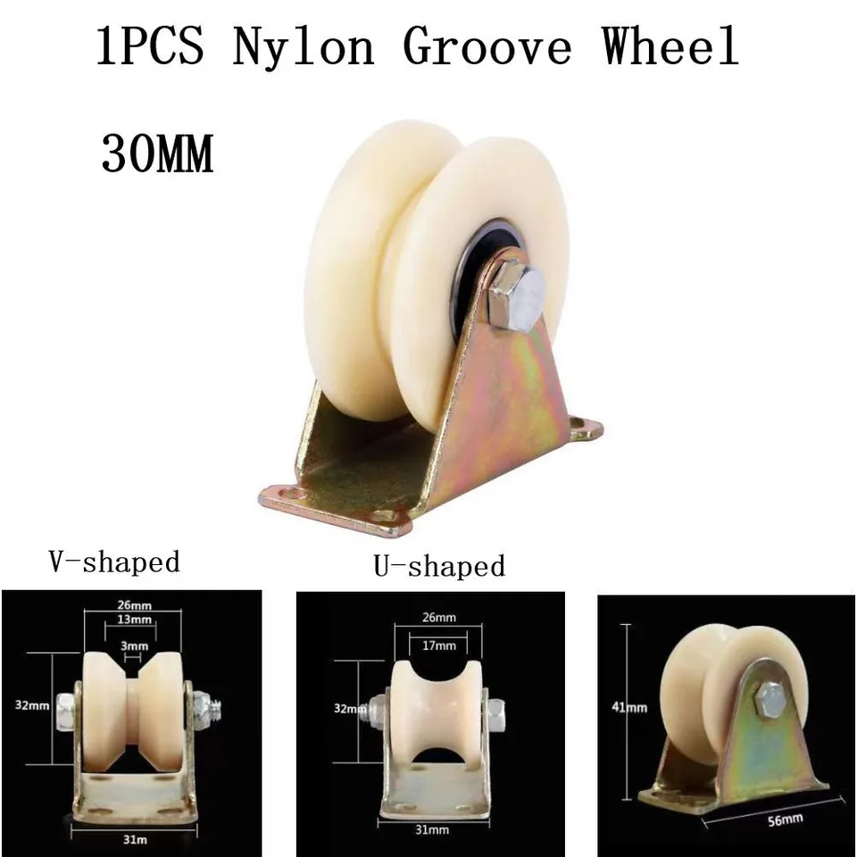 1 ks Nylon GroBoved Roller Track Pulley V / UV Nylon so stojanom 30 mm 45# Dverové drážky s vysokým obsahom valcov