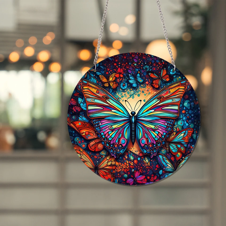 1 ks Nádherné motýle lietajúce na oblohe 15/20 cm šírka Cirmucer Window zavesenie zafarbené akrylový panel