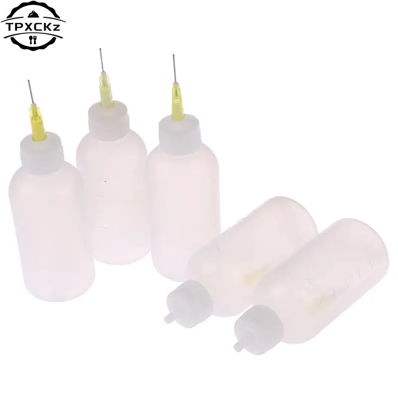 1 ks/set 50 ml priehľadné plastové ihlové fľaše na lepidlo na lepidlo na kvapalinu Fľašu kvapaliny pre fľašu toku spájkovacej pasty na kolo