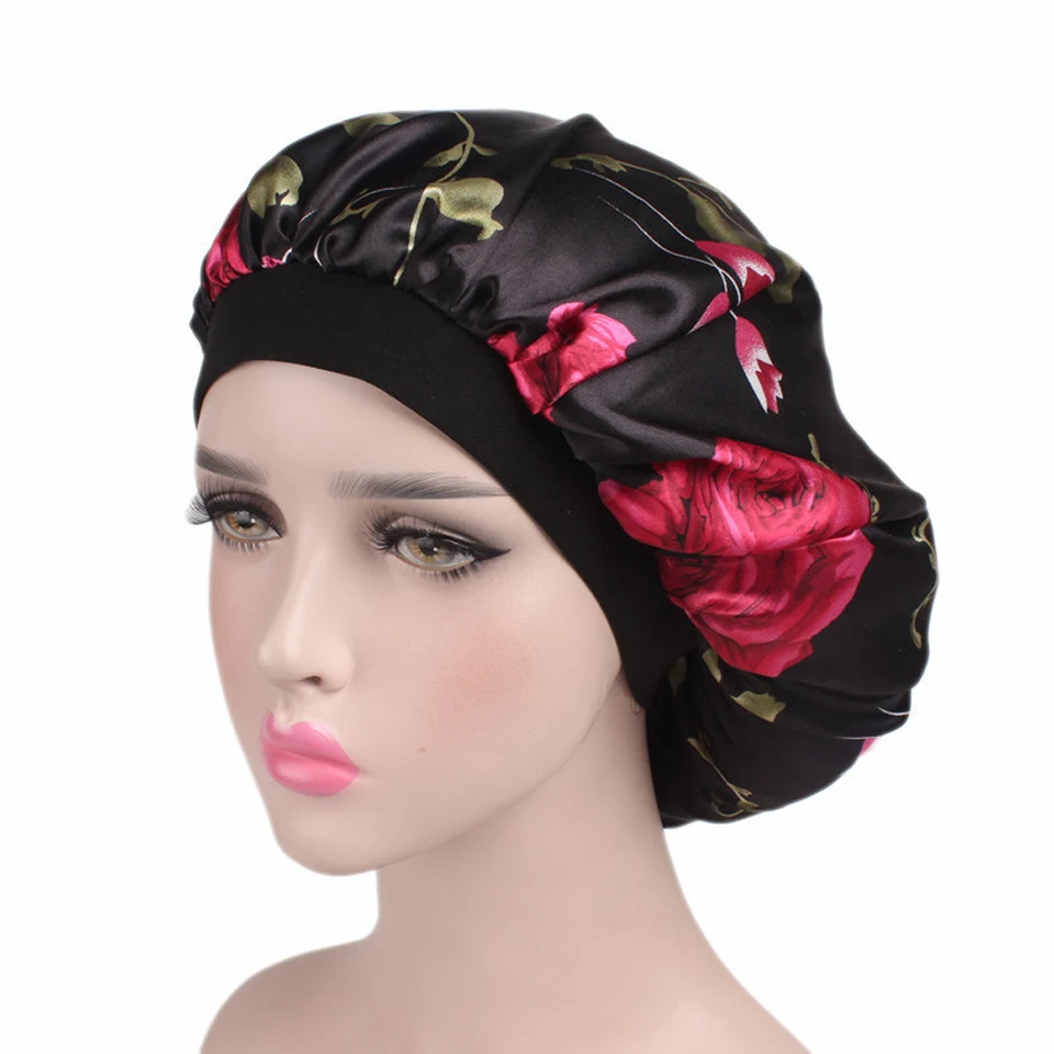 1 ks Soft Night Sleep Hat Women Elastic Wide Band Fashion Módne vypadávanie vlasov kryt hlavy Satin satén kapota kozmeta chemoterapu starostlivosť