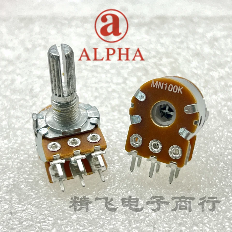 1 ks Taiwan Alpha RV16Af Dual MN100K s polohovaním stredného polohovania zosilňovača Zosilňovač dĺžky dĺžky hriadeľa konzoly 20 mm