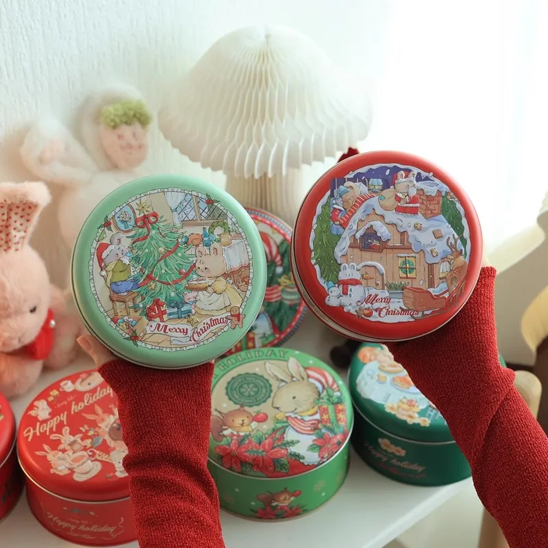 1 ks vianočná plechovka DIY Cookies Candy Box sušienky Cans Metal Storage Box Vianočné darčeky DECON