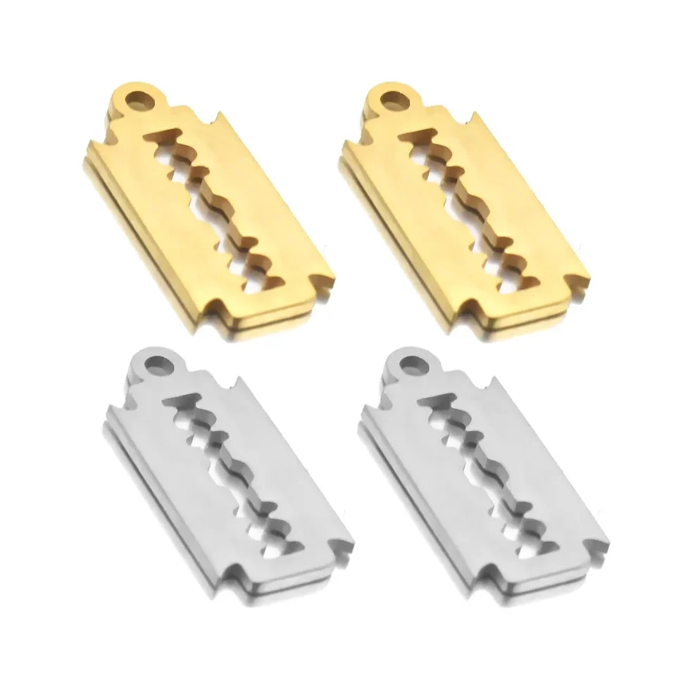 1 ks z nehrdzavejúcej ocele PVD Gold -Glated Razor Blade Tvar prívesku Pánske šperky DIY náramok a náhrdelné konektory Veľkoobchod