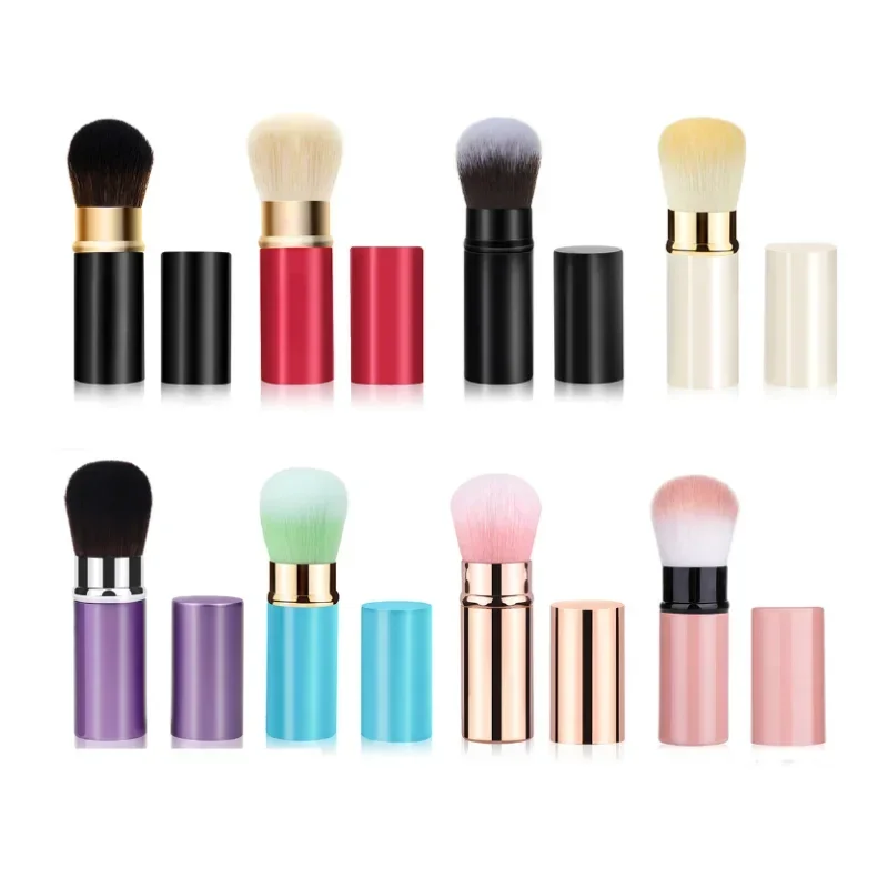 1 ks zasunuteľným make -upom kefy práškový základ premiešania Červenú kefu Make -up Kozmetické kefy Ženské kovové kefy