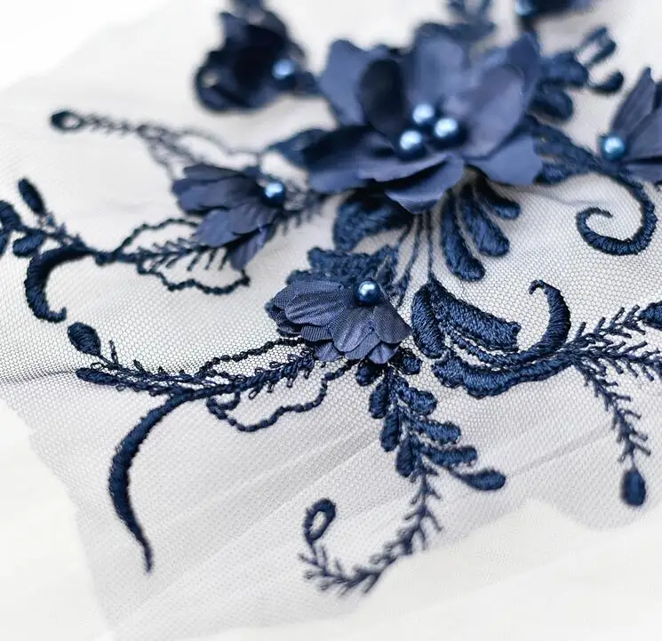 1 kus 17,5*21 cm NAVY BLUE/BURGUNDIA/PINK/RINK/PERL PERL PEARL APLICE APLICE 3D LACE vyšíva