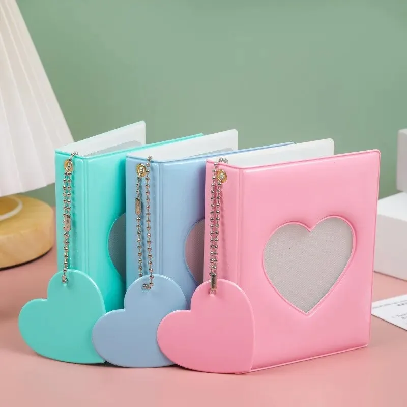 1 -kus 3 palcový fotokard držiteľa srdca Love Hollow Photo album 32 vreciek karta Binder Mini Idol Pictures Storage puzdro