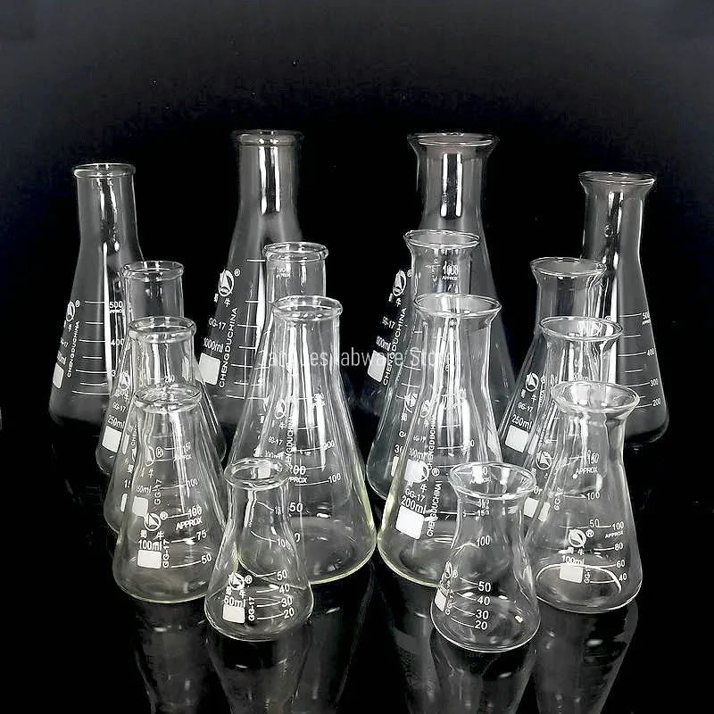 1 kus 50/100/150/200/250/300/500/1000 ml borosilikátovej sklenenej kužeľovej banky Laboratórne titračné fľašu