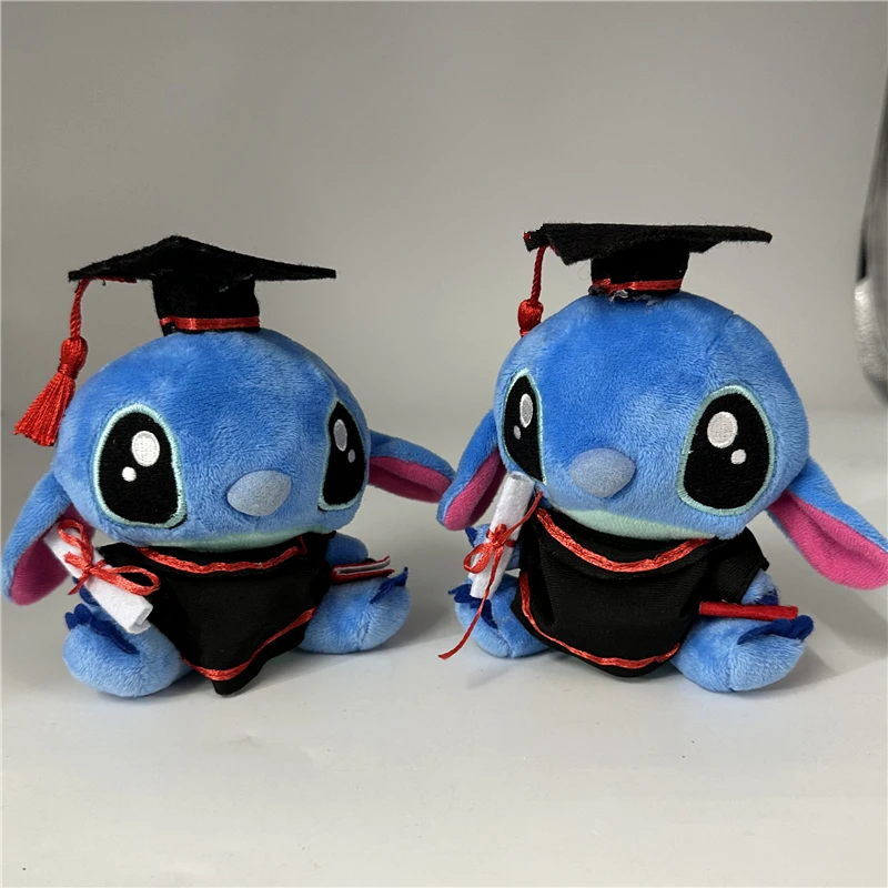 1 kus Disney 11cm Lilo a steh hračky roztomilý absolvent Stitch Spiched Soft Hračky Funny Keychain Pendant Hračky darček pre deti