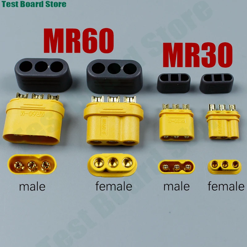 1 kus mosadz Gold-Plated MR30 MR60 Muž a samica 3-kolíkový konektor s plášťom 3,5 mm pre lipo RC ESC