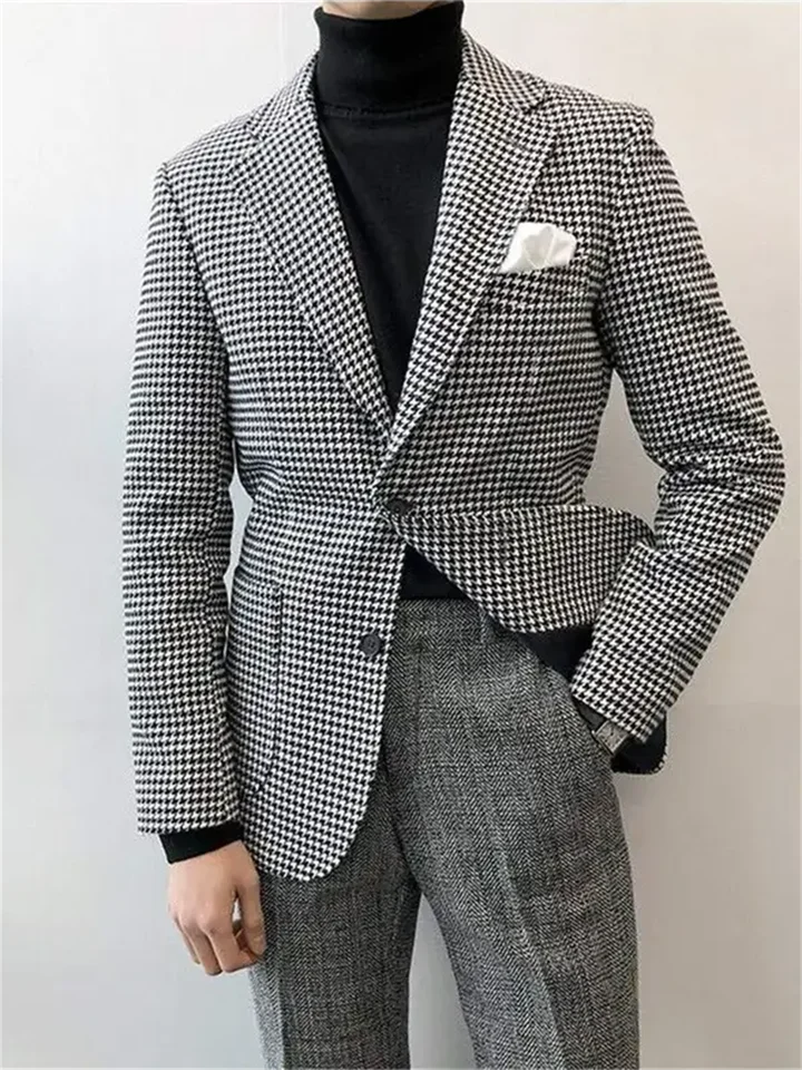 1 kus mužov Houndstooth Suit sleď klopný kloš na párty Banquet Tuxedo Blazer