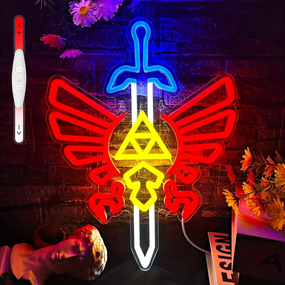 1 kus neónovej značky LED, herný hráč Wall Neon Sign, Herňa Dekorácie Master Sword, zdobenie spálne chlapca Neon Sign