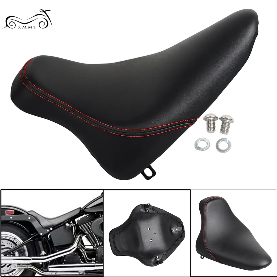 1 kus červeného šitia predného zadku Bucket Solo Sedlo sa hodí pre Harley Fat Boy Flstf Night Train Fxstb Heritage Softail Classic FLSTC