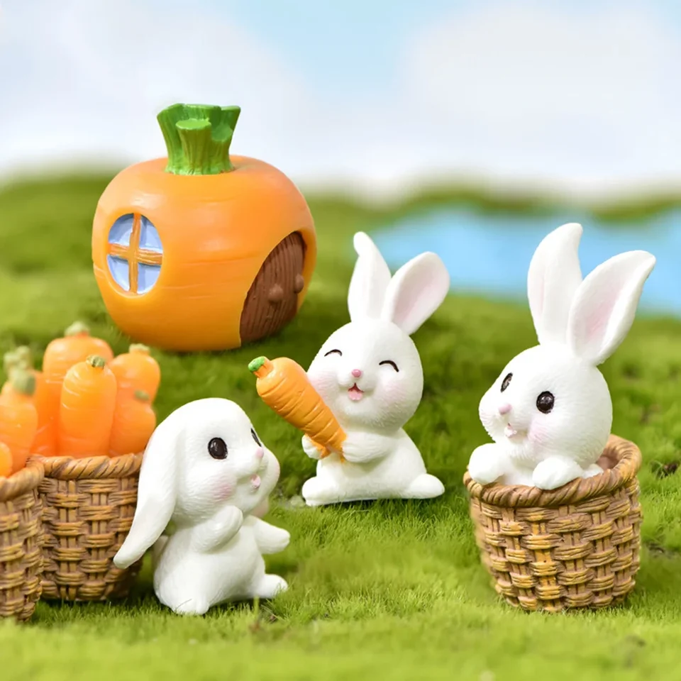 1 kusová sada Veľkonočné bunny dekorácie remeselnícka miniatúrna modelka Domáca dekorácia stolová záhrada Dekorácia Veľkonočná dekorácia