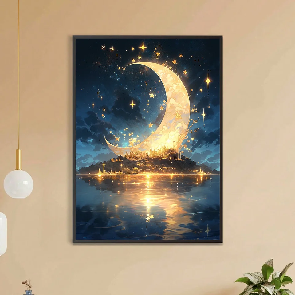 1 kusové hviezdy okolo mesiaca Diy Diamond Painting, Diy Diamond Painting Set doplnky, vhodné pre domáce bývanie