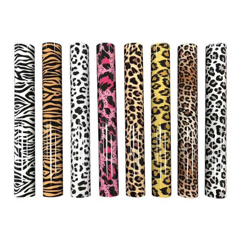 1 list 25 cm*25 cm PU Leopard Transfer Vinyl Film Stretch Cutting Heat Press Vinyl Film Iron-On HTV Tričko HTV