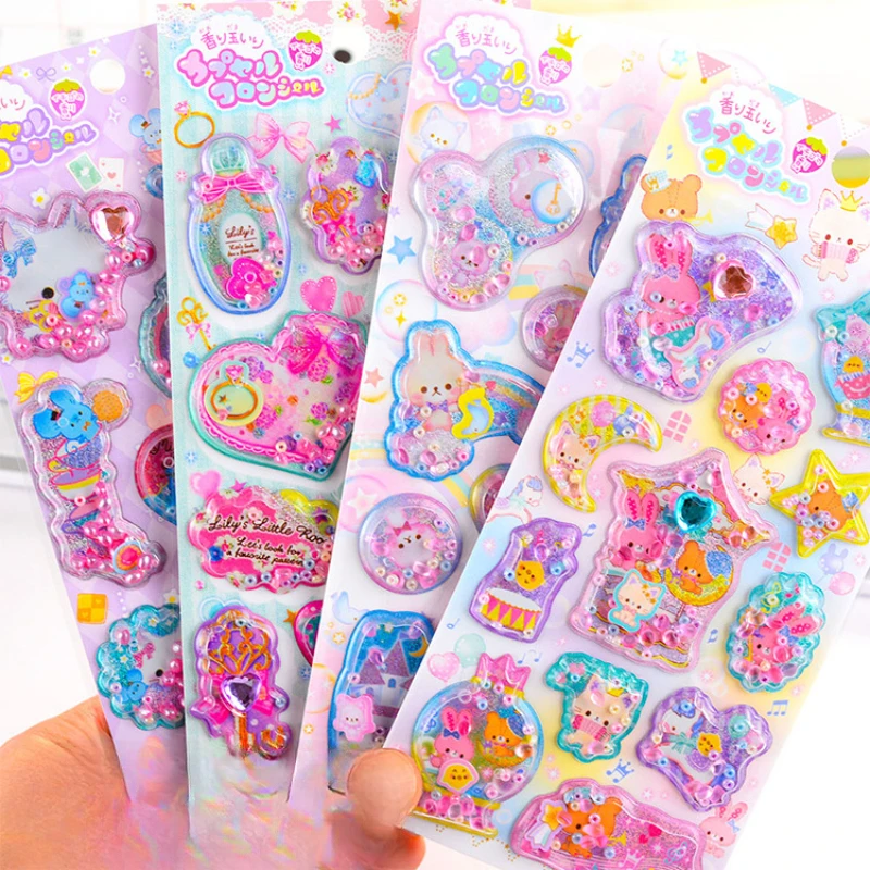 1 list Kawaii Rabbit Little Pearl Dekoratívne 3D nálepky Scrapbooking DIY Žurnálovanie Roztomilé písacie potreby Denník